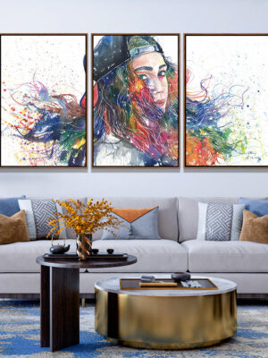 5-iSB-61190ABC-3Panel Walnut PS Frame Canvas Prints Home Decor Art Wall Picture Canvas Prints Acrylic Glass Prints Painting