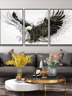 3-iSB-61195ABC-3Panel Dazzling Black Frame Acrylic Prints Wall Art Living Room Modern Home Decor Abstract Canvas Pictures Abstract Wall Art Painting