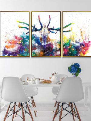 3-iSB-61198ABC-3Panel Gold Alumnum Frame Acrylic Prints Mural Simple Entrance Decorative Painting Modern Frameless Canvas Abstract Art Wall Art