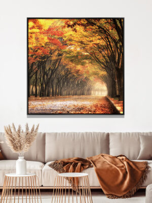 3-iSH-73057-1Panel Black Alumnum Frame Canvas Prints HD Forest Landscape Scenery Wall Art Canvas Painting Art