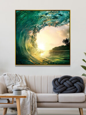 3-iSH-73230A-1Panel Gold Alumnum Frame Canvas Prints Frame Canvas Prints Custom Landscape Painting Wall Art Home Decor