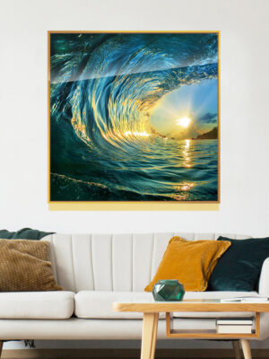 3-iSH-73230C-1Panel Dazzling Black Frame Acrylic Prints Wall Art Custom Design Framed Acrylic Art Sea Waves Wall Art Paintings for Living Room Home Decorations