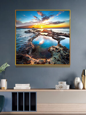 3-iSH-7756-1Panel Dazzling Black Frame Acrylic Prints Wall Art Modern Cityscape Picture Wall Art Decoration Canvas Landscape Print Art