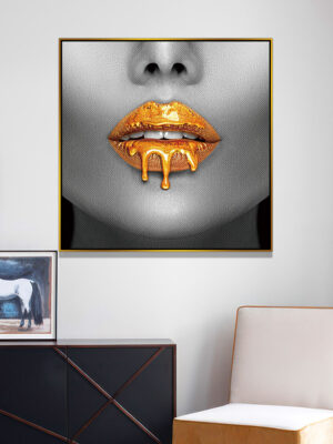 5-iSB-61952B-1Panel Gold Alumnum Frame Canvas Prints Modern Home Decor Painting Custom Wall Art Paintings