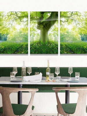 3-iSH-7396ABC-3Panel Frameless Acrylic Prints Landscape Painting 3 Panels Printed Paintings on Canvas Big Trees Home Decoration Wall Arts